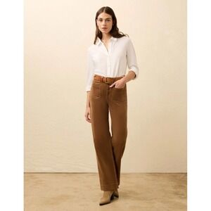 Faherty Terry Patch Pocket Pants Women's 27 Wide‎ Leg High Golden Brown Everyday